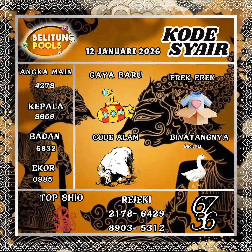Kode Syair Belitung Pools - Januari 2026
