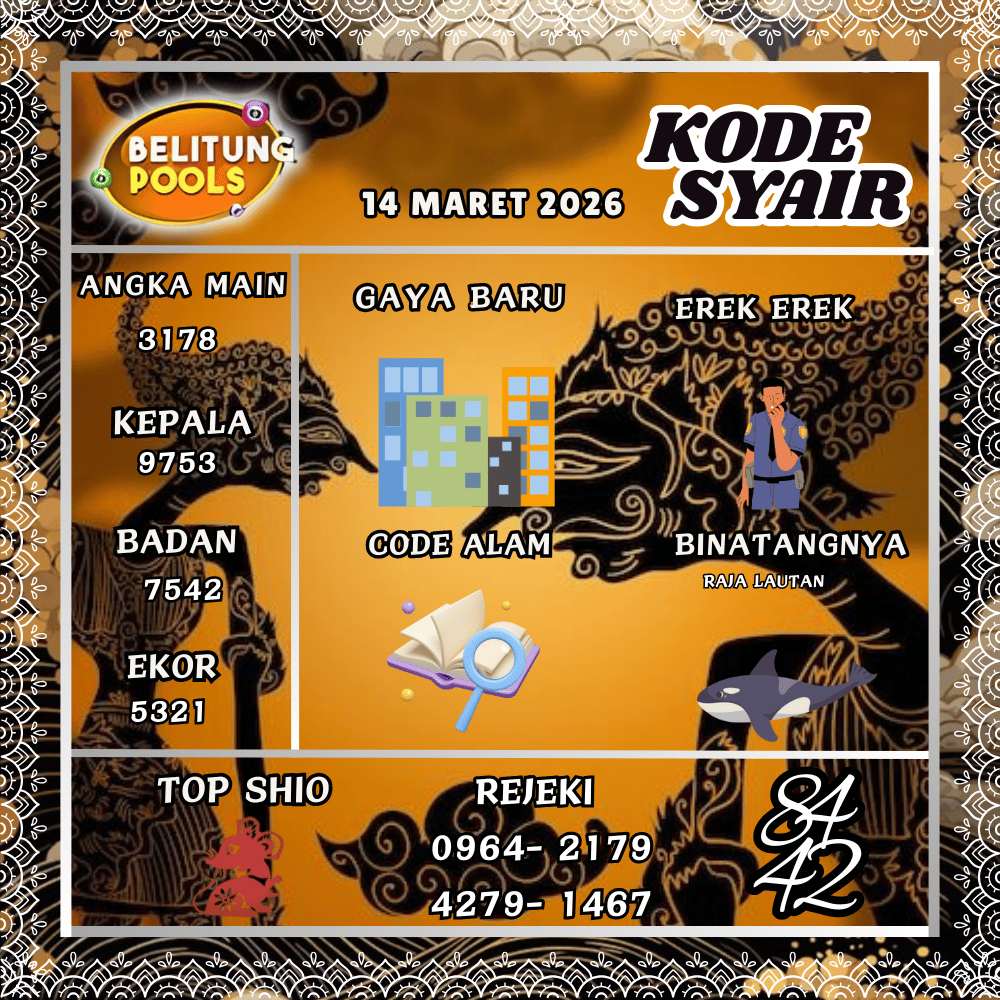 Kode Syair Belitung Pools - Maret 2026
