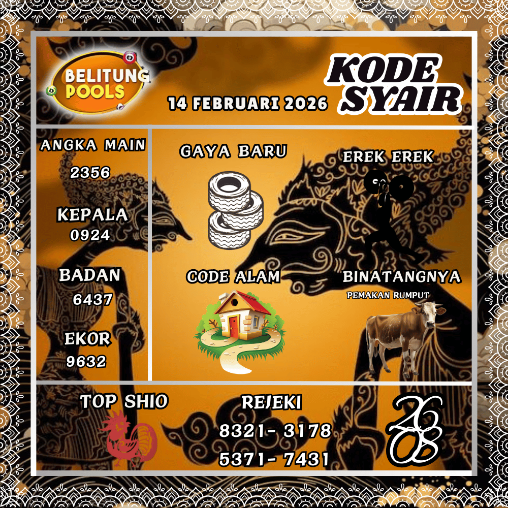 Kode Syair Belitung Pools - Februari 2026
