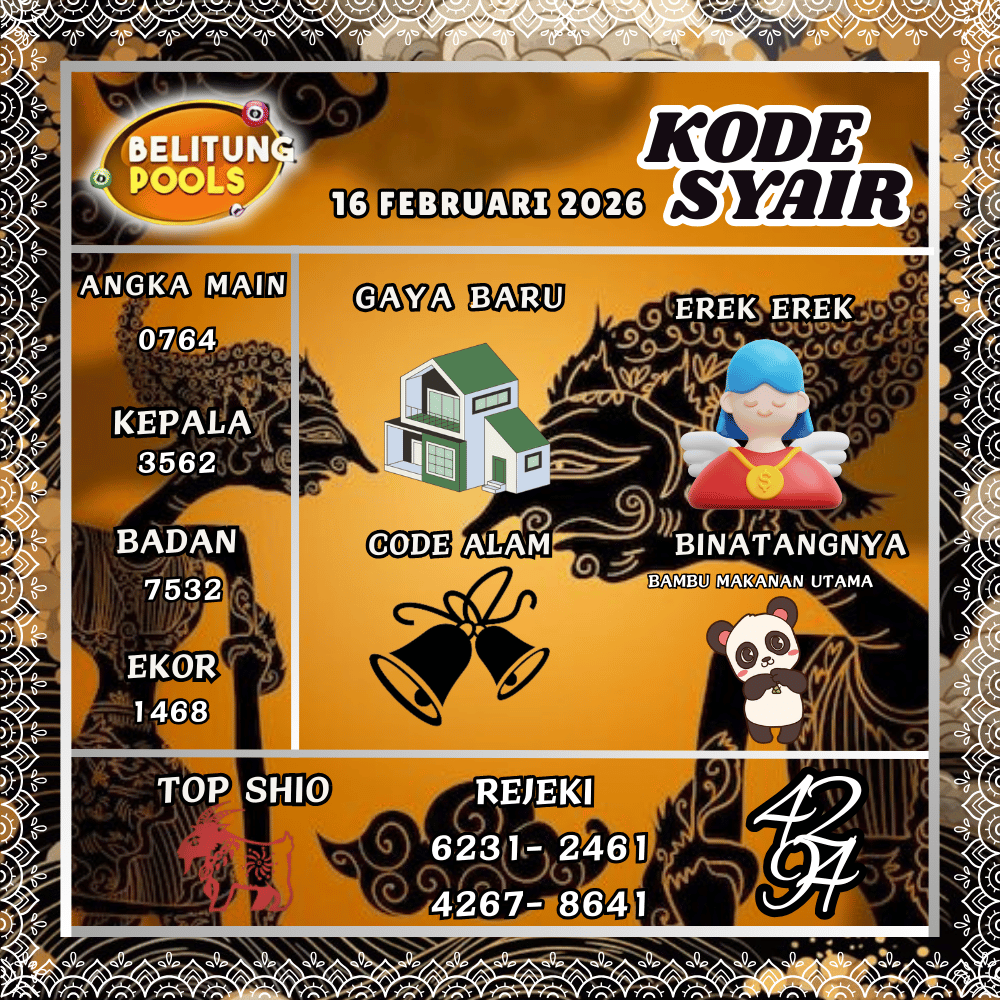 Kode Syair Belitung Pools - Februari 2026
