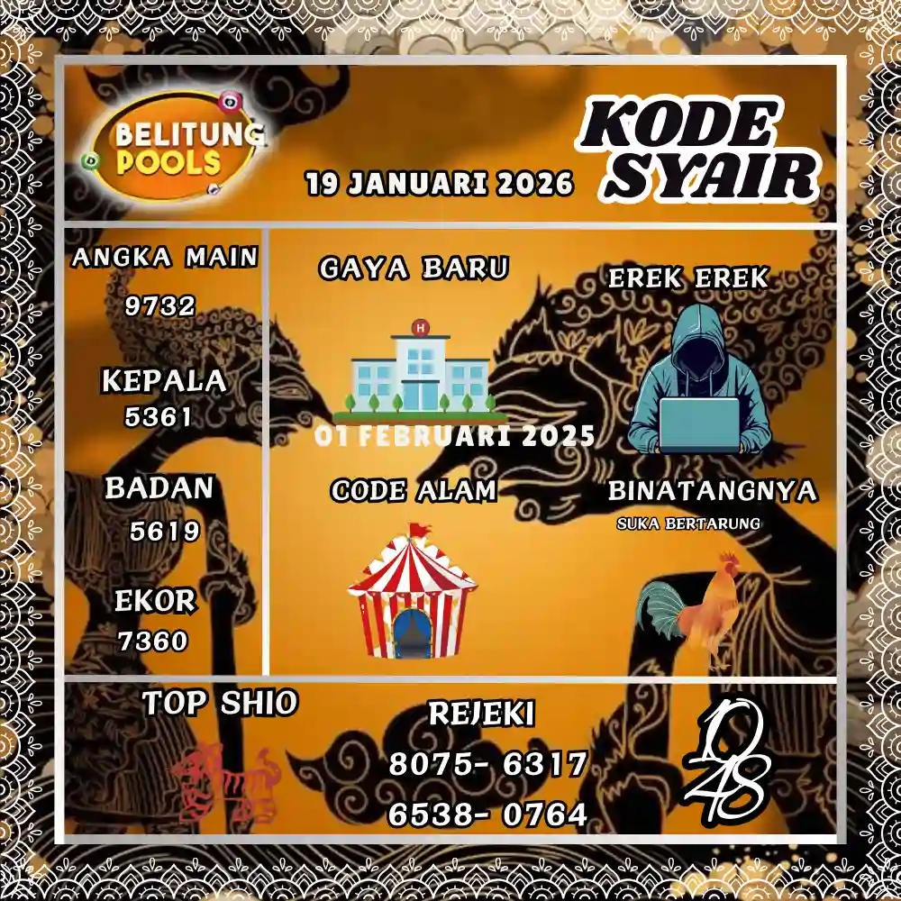 Kode Syair Belitung Pools - Januari 2026
