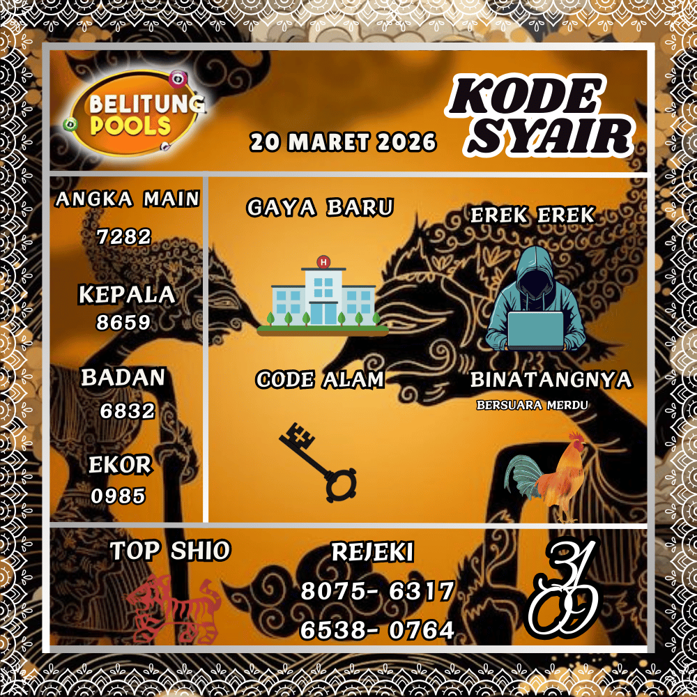 Kode Syair Belitung Pools - Maret 2026

