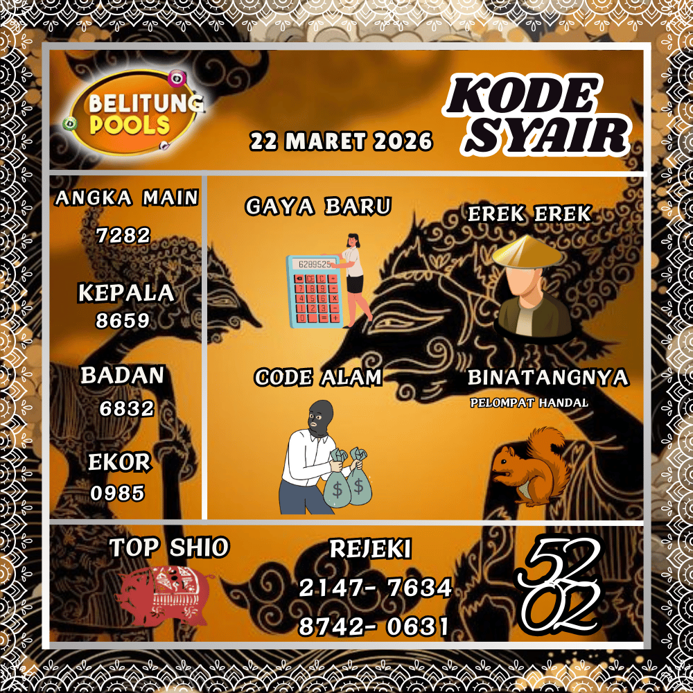 Kode Syair Belitung Pools - Maret 2026