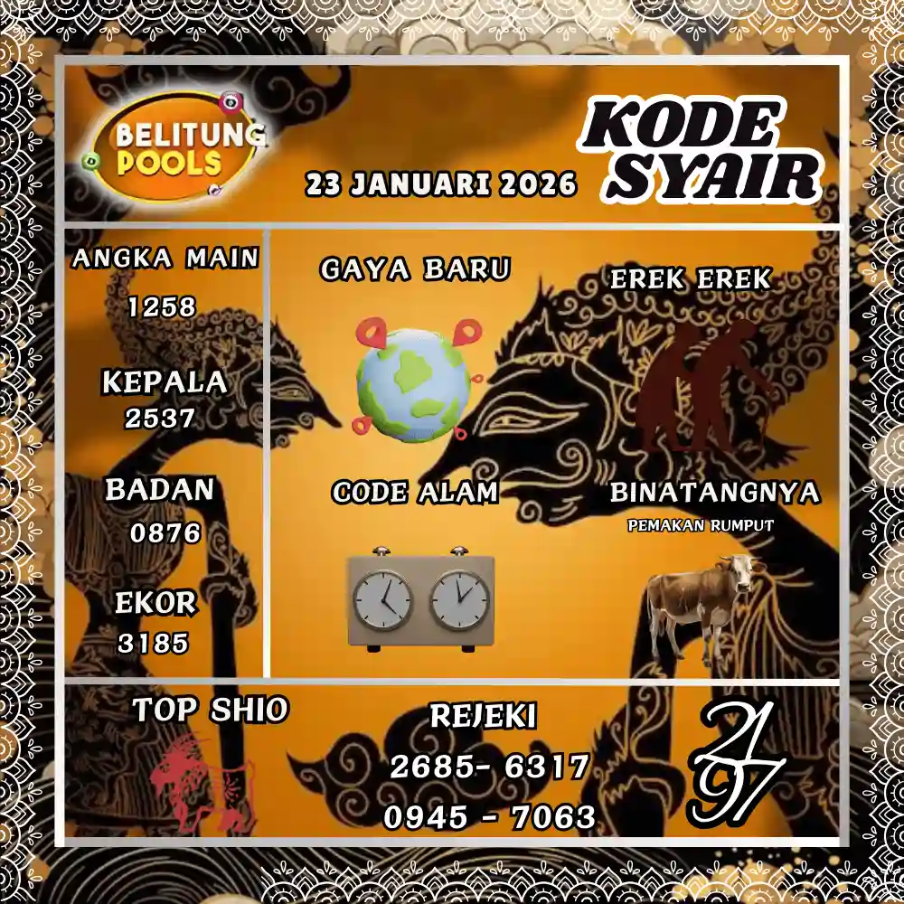 Kode Syair Belitung Pools - Januari 2026
