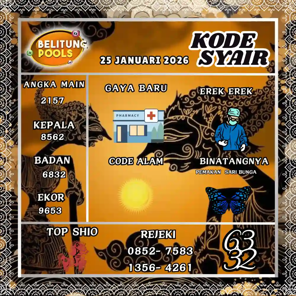 Kode Syair Belitung Pools - Januari 2026
