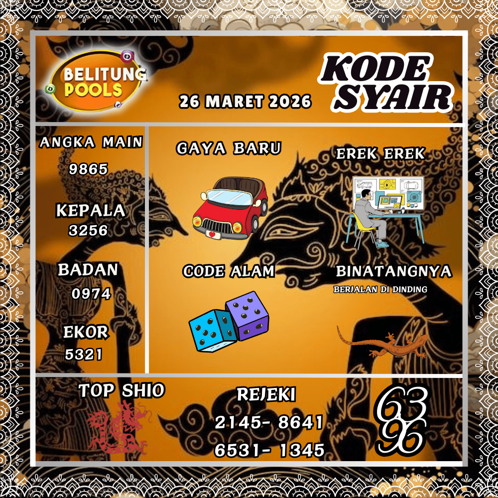 Kode Syair Belitung Pools - Maret 2026

