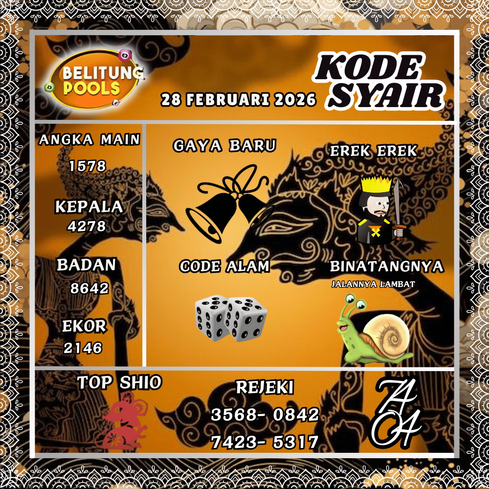 Kode Syair Belitung Pools - Februari 2026
