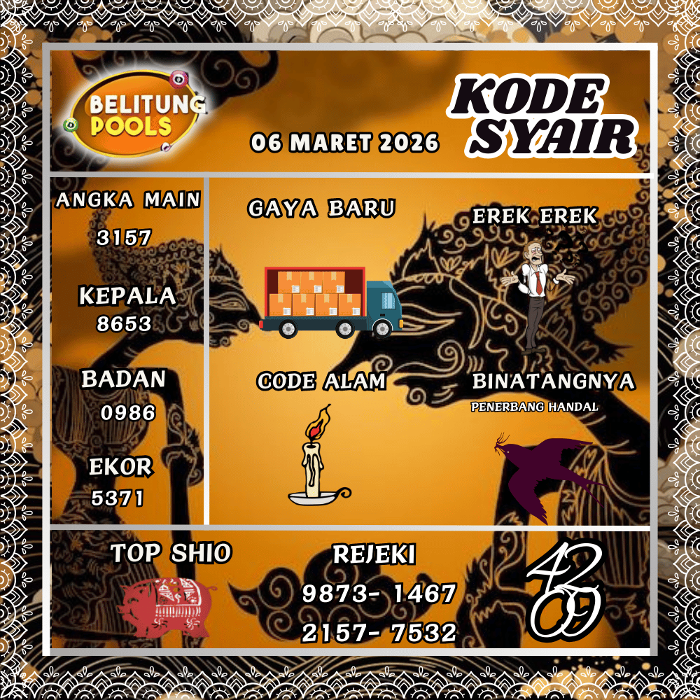 Kode Syair Belitung Pools - Maret 2026
