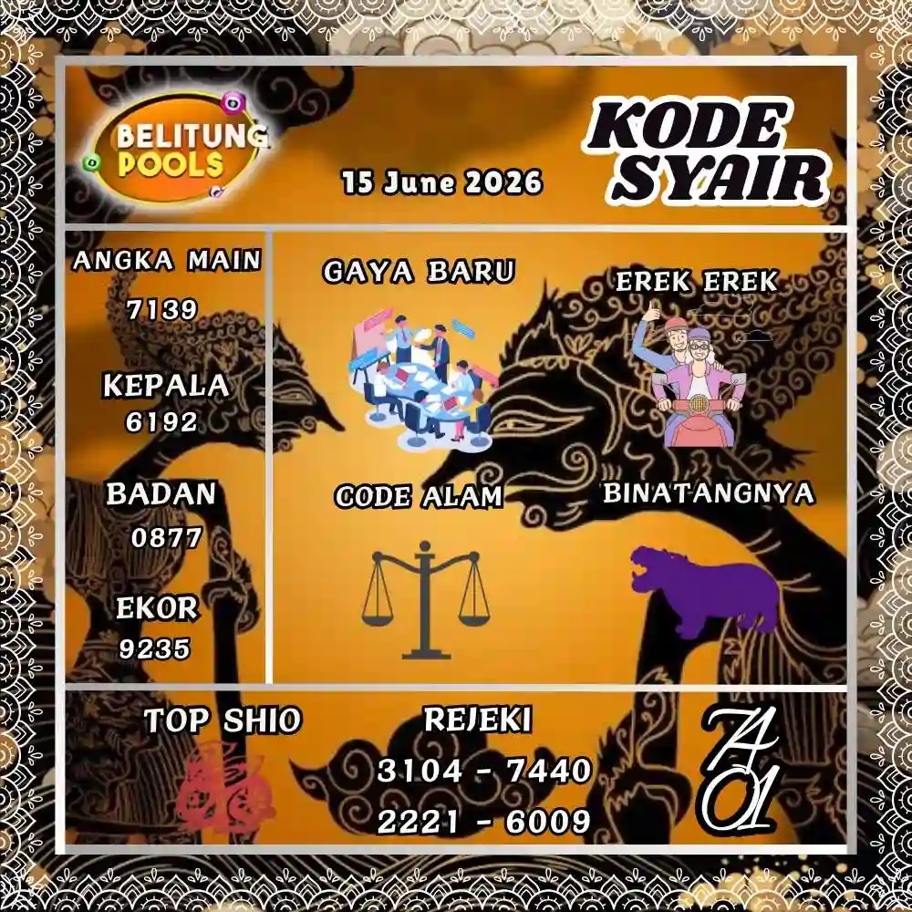 Kode Syair Belitung Pools Juni 2026