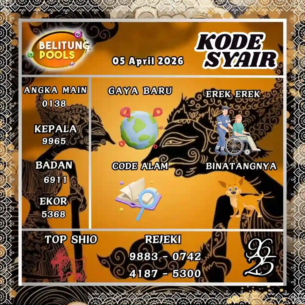 Kode Syair Belitung Pools April 2026 ==================================== Kode Syair Belitung Pools 5 April 2026