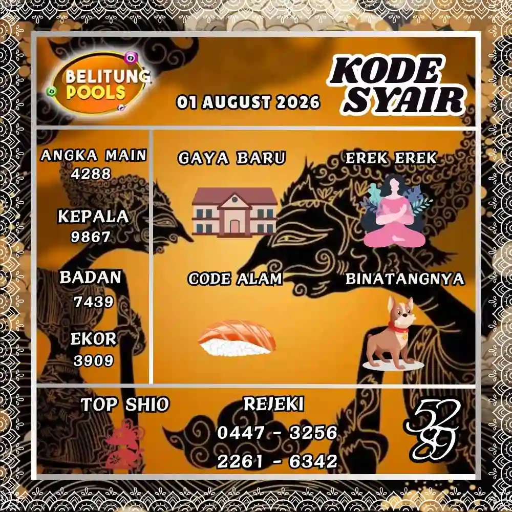 Kode Syair Belitung Pools Agustus 2026

