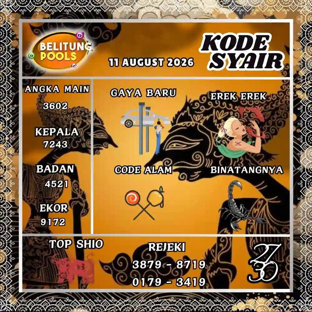Kode Syair Belitung Pools Agustus 2026
