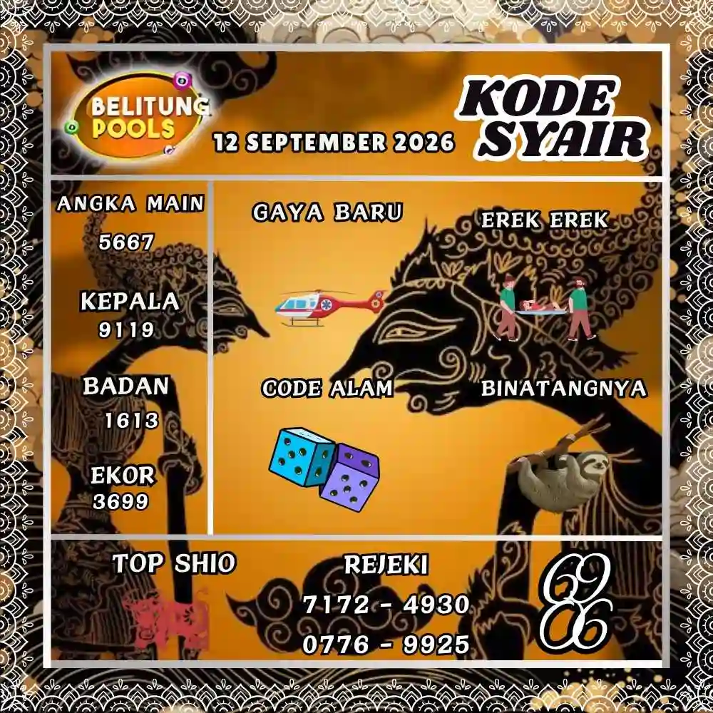 Kode Syair Belitung Pools September 2026
