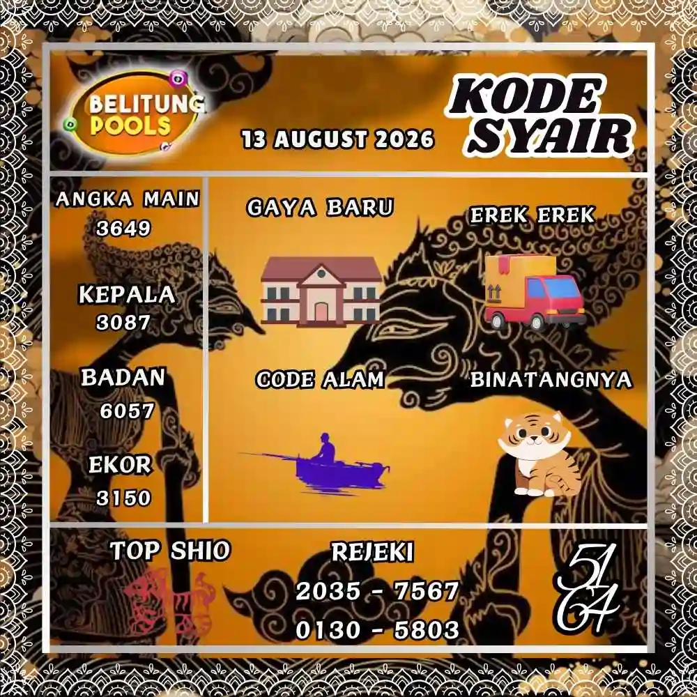 Kode Syair Belitung Pools Agustus 2026
