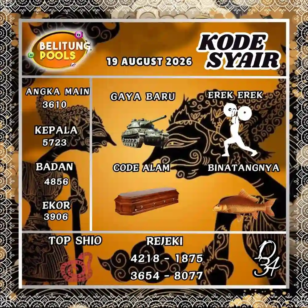 Kode Syair Belitung Pools Agustus 2026
