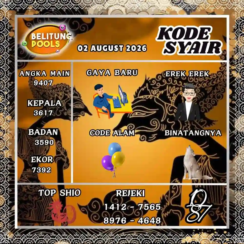 Kode Syair Belitung Pools Agustus 2026
