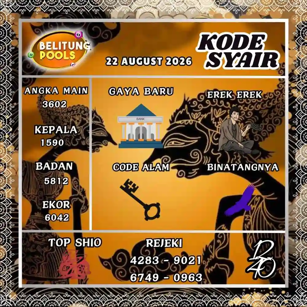 Kode Syair Belitung Pools Agustus 2026
