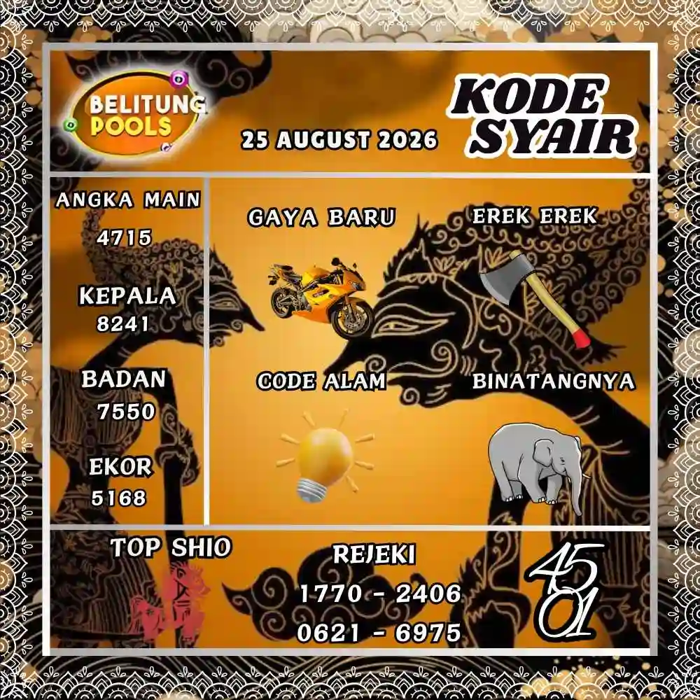 Kode Syair Belitung Pools Agustus 2026

