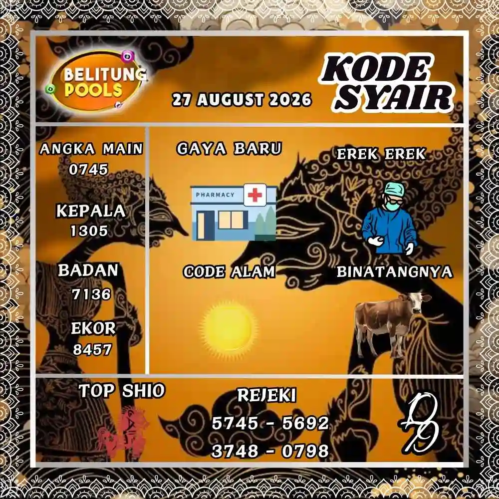Kode Syair Belitung Pools Agustus 2026
