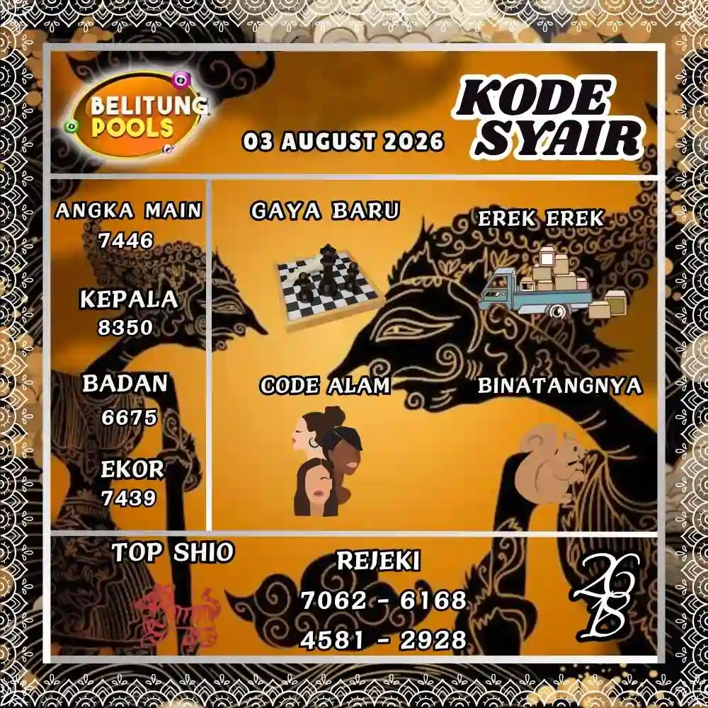 Kode Syair Belitung Pools Agustus 2026
