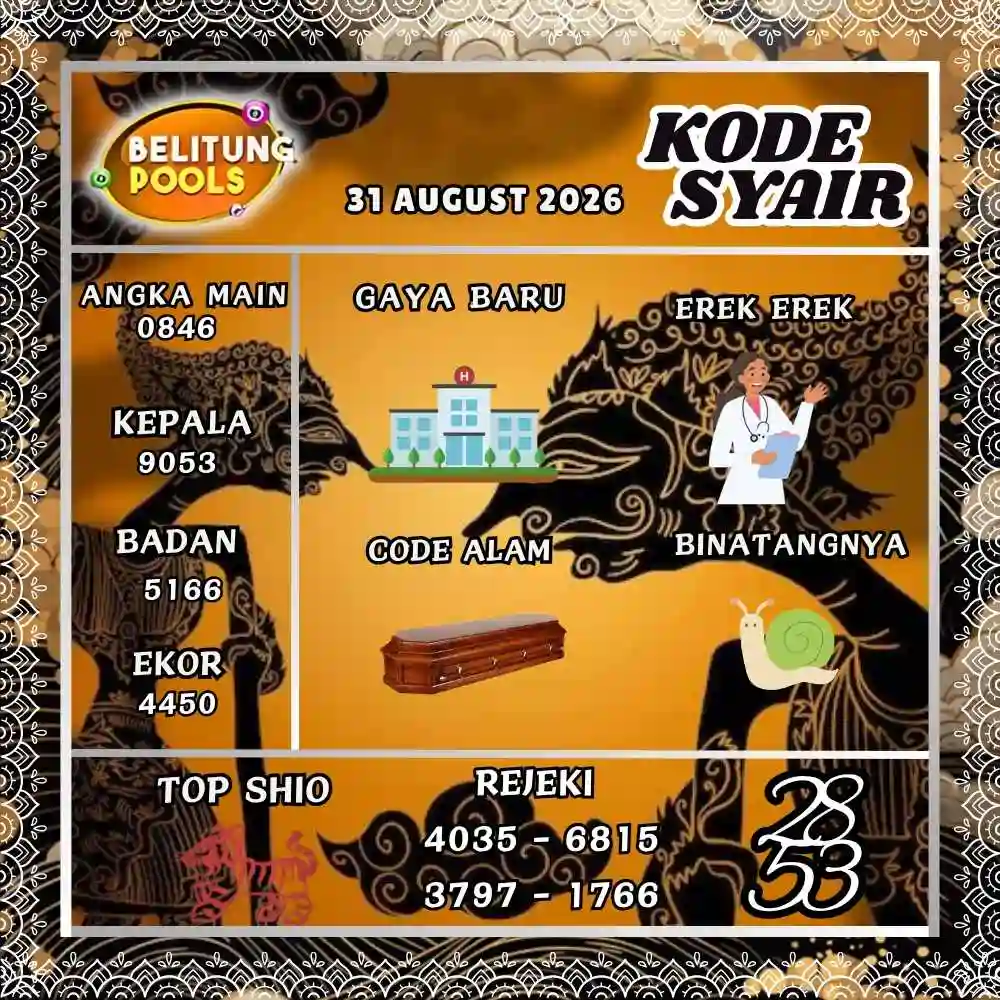 Kode Syair Belitung Pools Agustus 2026
