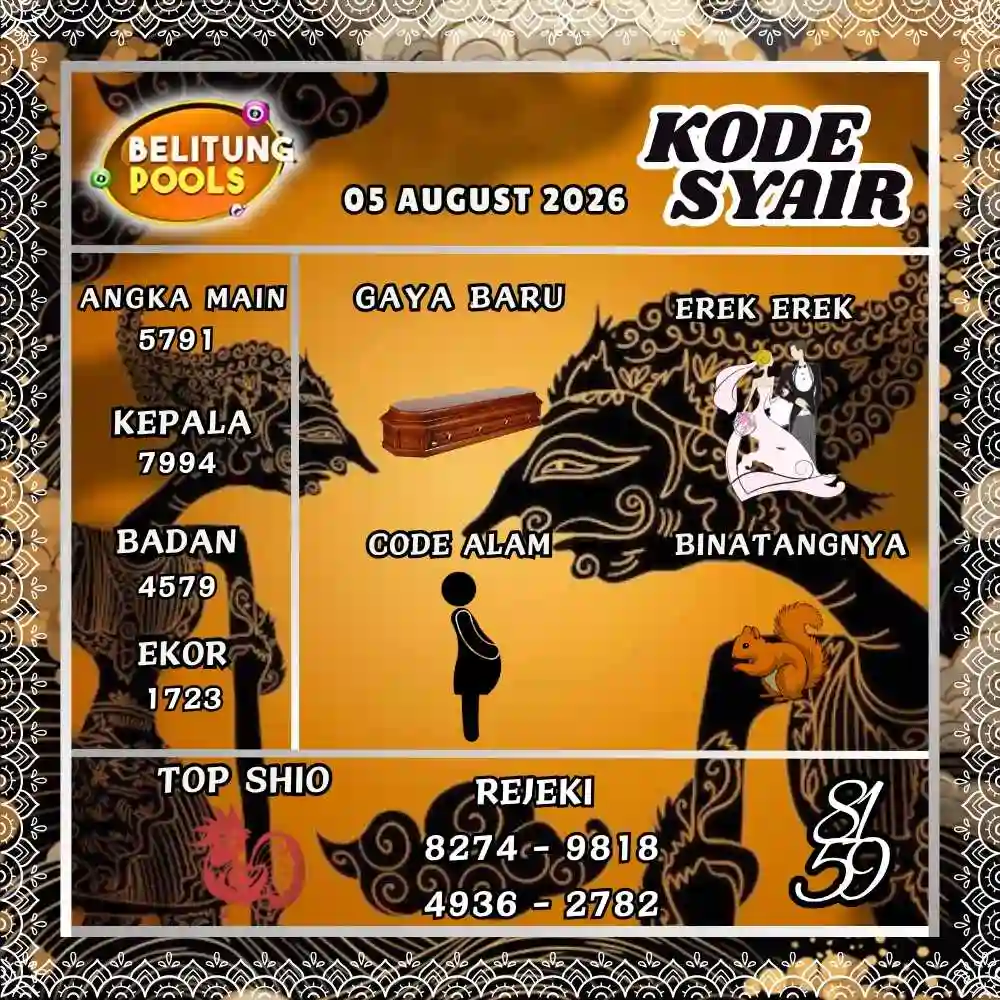 Kode Syair Belitung Pools Agustus 2026
