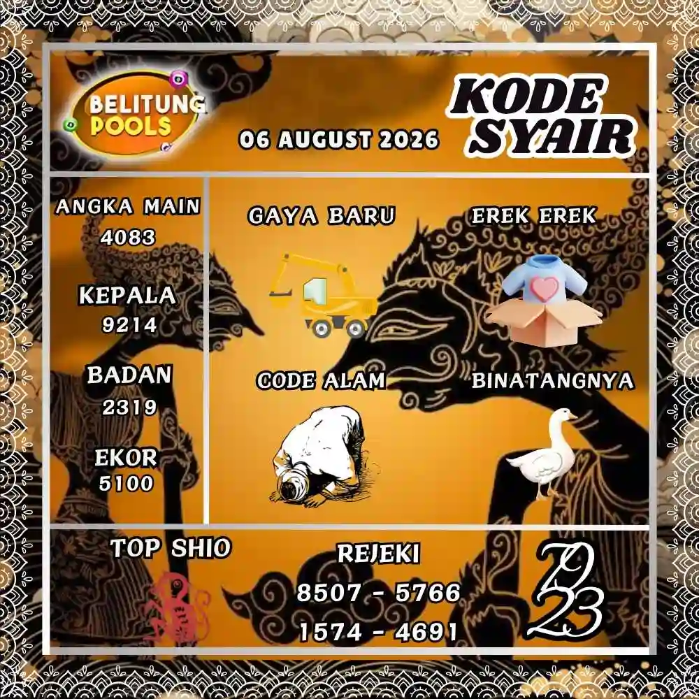 Kode Syair Belitung Pools Agustus 2026
