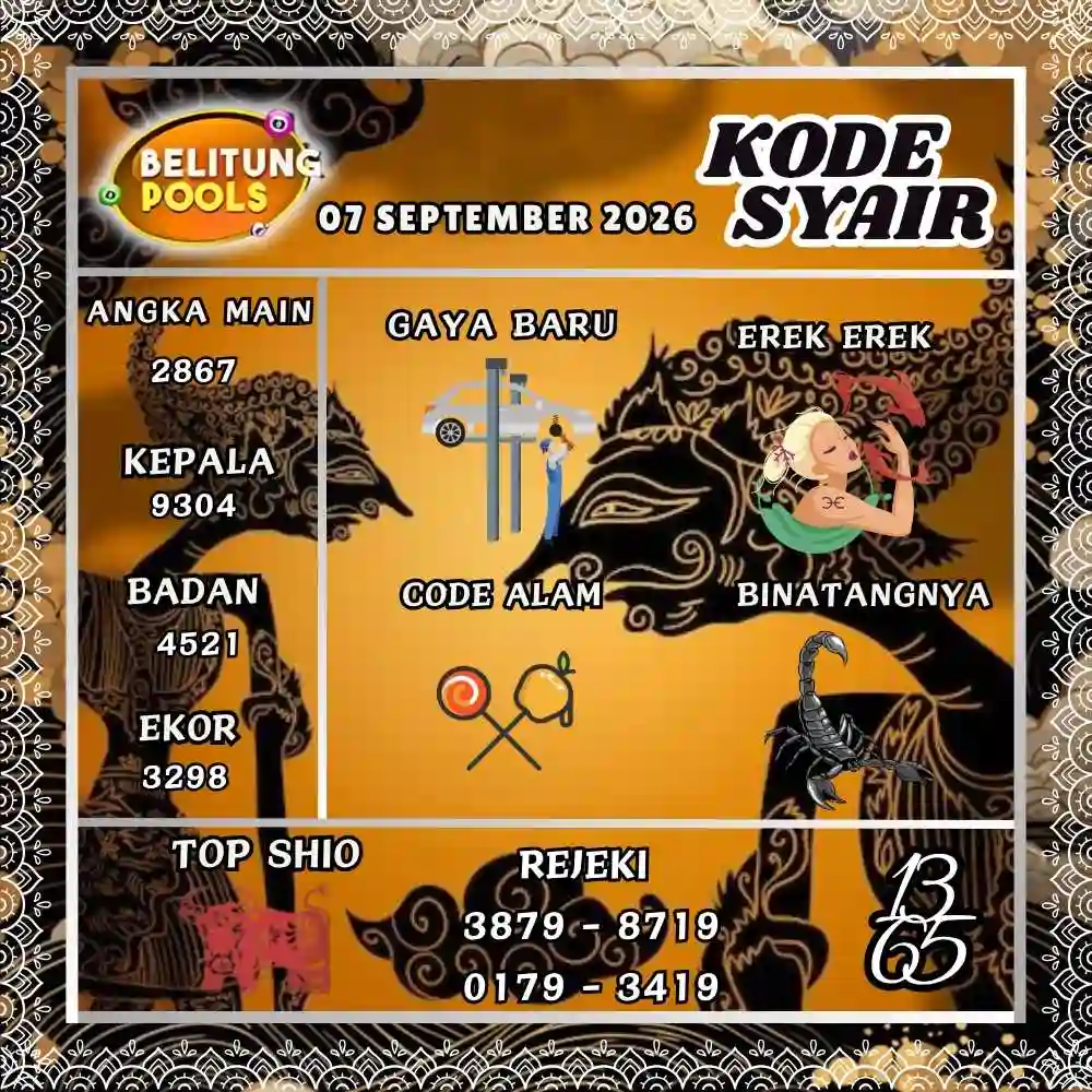 Kode Syair Belitung Pools September 2026
